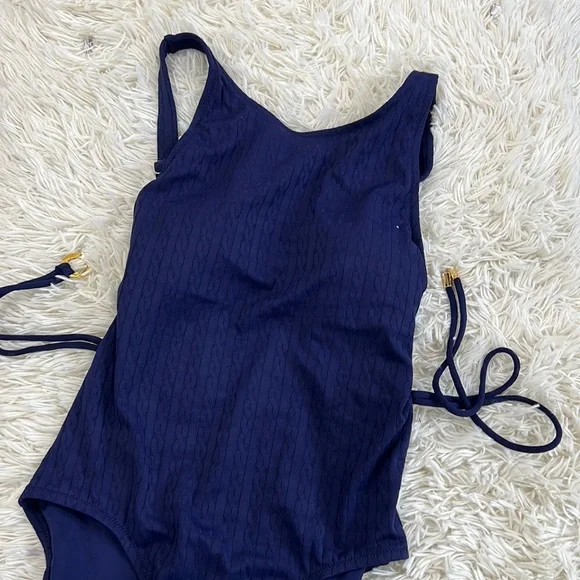Tommy Bahama Cable Beach High Neck One Piece Swimsuit - Mare Navy* - Picture 3 of 9